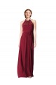 Online Halter Neck Chiffon Bridesmaid Dress with Shirred Bodice