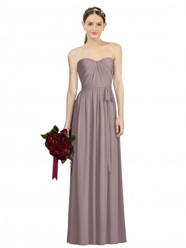 Online Sweetheart Neckline Long Full Length Chiffon Bridesmaid Dress