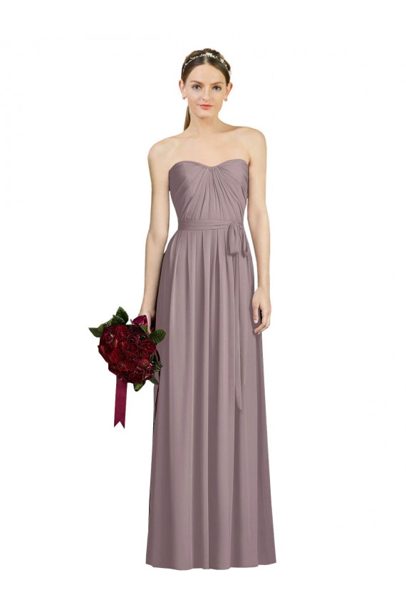 Online Sweetheart Neckline Long Full Length Chiffon Bridesmaid Dress