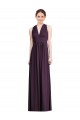 Online Long Chiffon V-Neck Bridesmaid Dress with Shirred Bodice