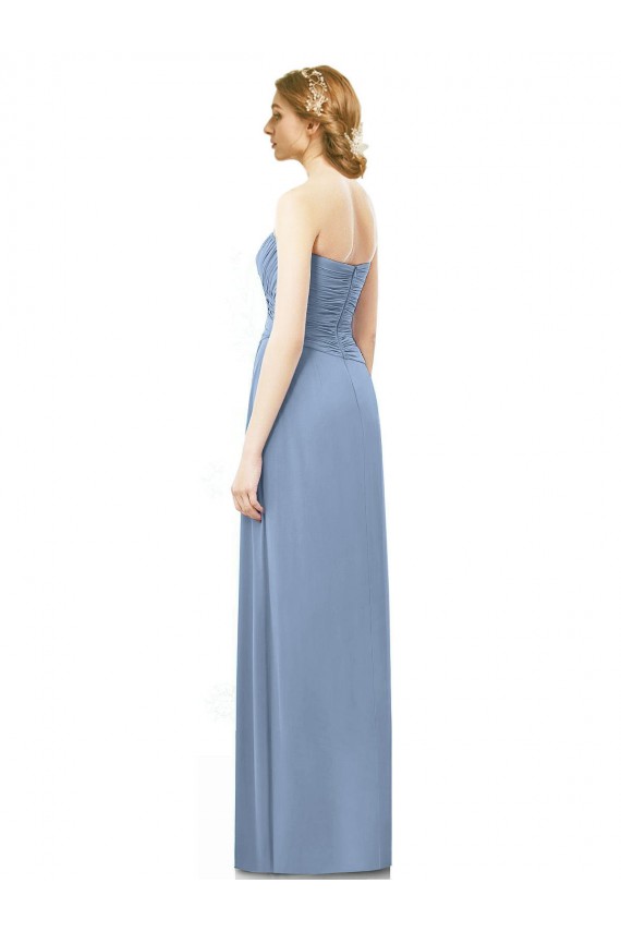 Online Strapless Long Chiffon Bridesmaid Dress with Sweetheart Neckline