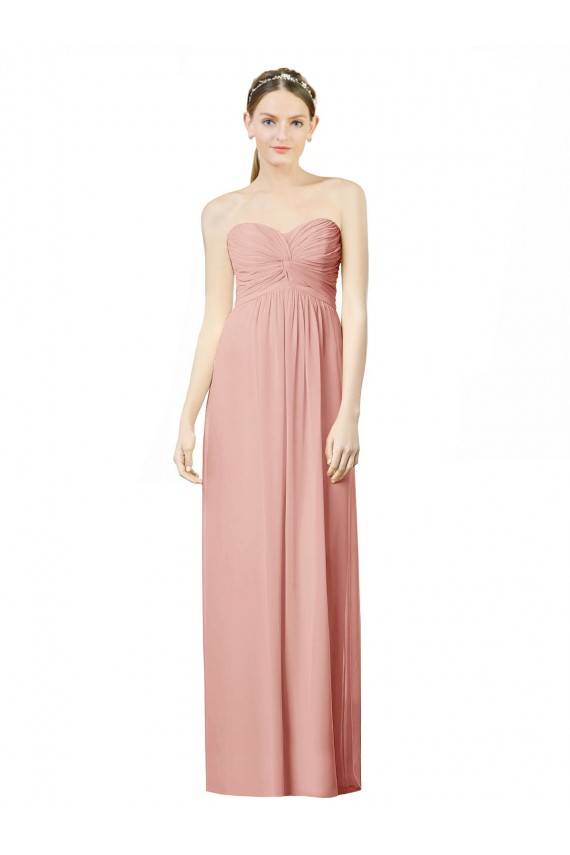 Online Long Chiffon Sweetheart Bridesmaid Dress with Twist Bodice