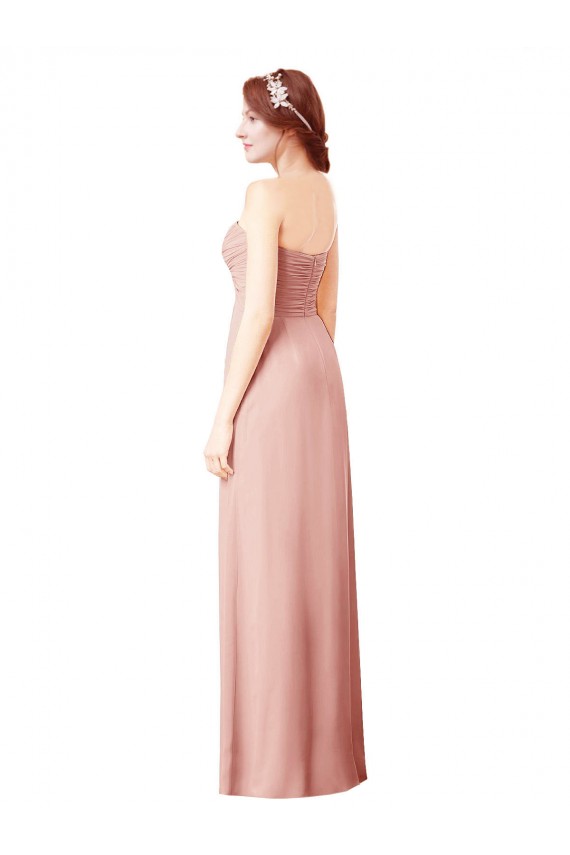 Online Long Chiffon Sweetheart Bridesmaid Dress with Twist Bodice