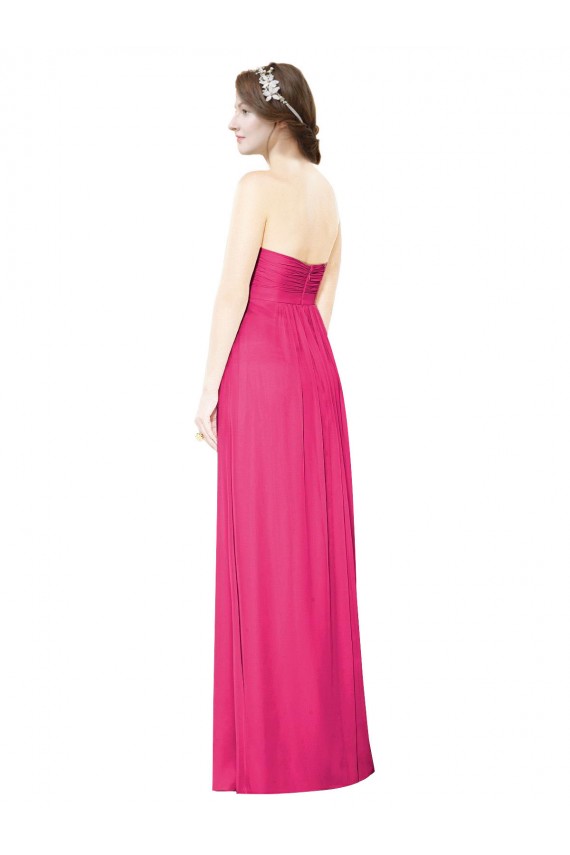 Online Full Length Strapless Long Chiffon Dress with Waistband