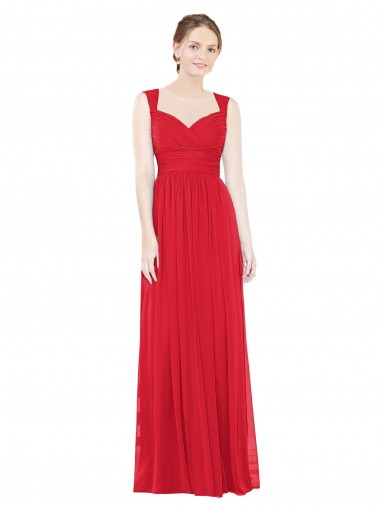 Online Full-Length Long Chiffon Bridesmaid Dress with Side Front Slit