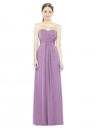 Online Sweetheart Neckline Strapless Chiffon Bridesmaid Dress with Wrap Pleat