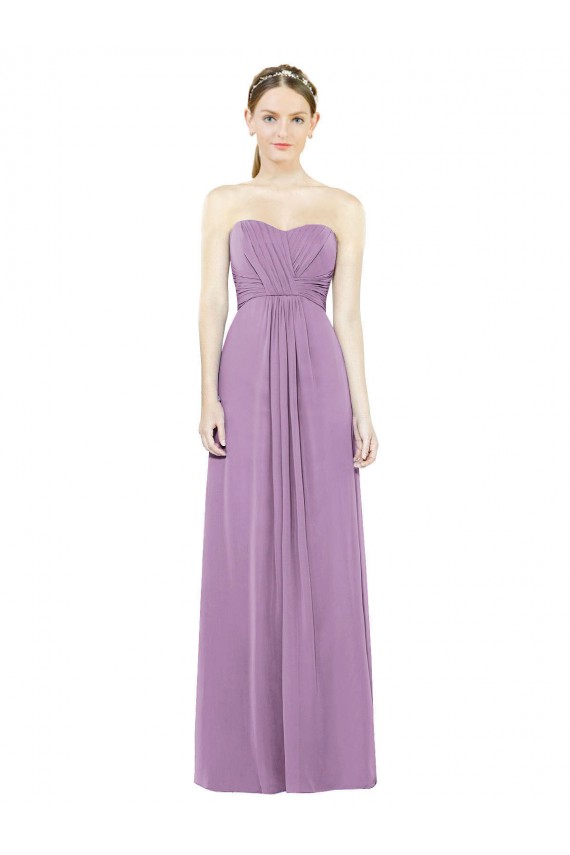 Online Sweetheart Neckline Strapless Chiffon Bridesmaid Dress with Wrap Pleat