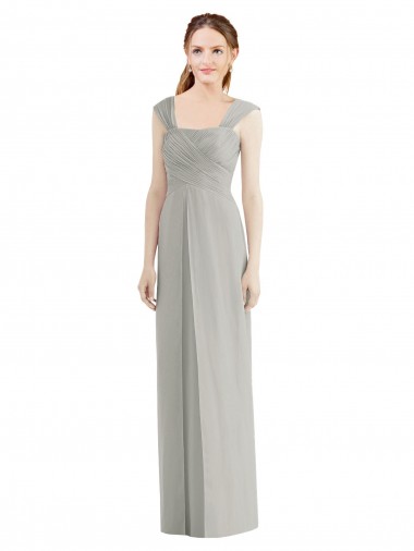 Online Full Length Lux Chiffon Dress with Draped Bodice And Shirred Straps