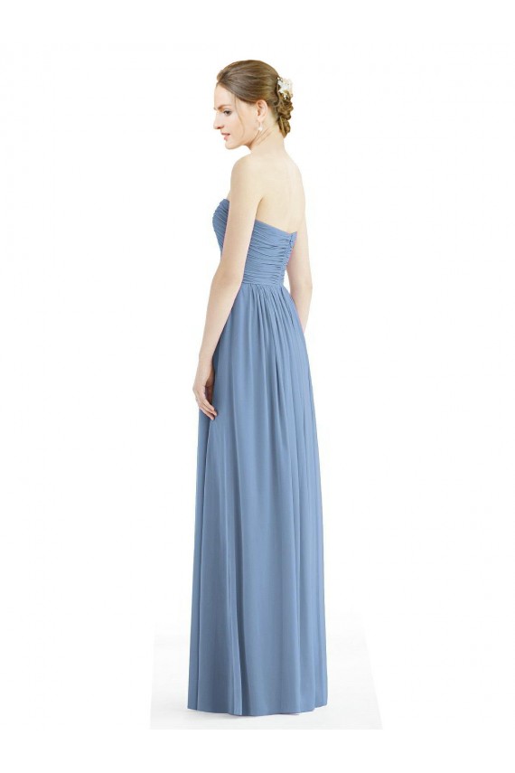 Online Strapless Long Chiffon Dress with Sweetheart Neckline And Draped Bodice