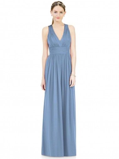 Online Sleeveless Cross Strap Back Chiffon Bridesmaid Dress