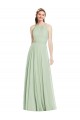 Online Open Back Halter Chiffon Bridesmaid Dress with Flowy Bow