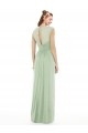 Online Sheer Back Cap Sleeves Long Chiffon Bridesmaid Dress 
