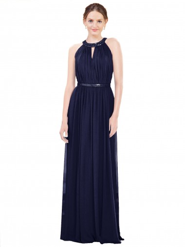 Online Vintage Full-Length Sleeveless Chiffon Bridesmaid Dress 