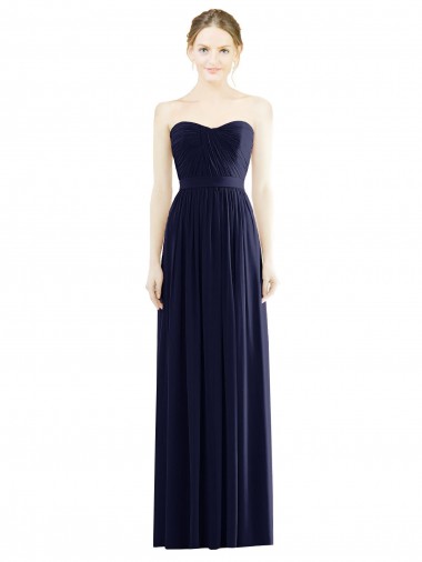 Online Low Back Draped Strapless Chiffon Bridesmaid Dress 
