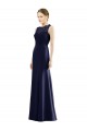 Online Lace Bodice Open Back Trumpet Chiffon Bridesmaid Dress with Bow Belt
