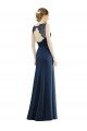 Online Lace Bodice Open Back Trumpet Chiffon Bridesmaid Dress with Bow Belt