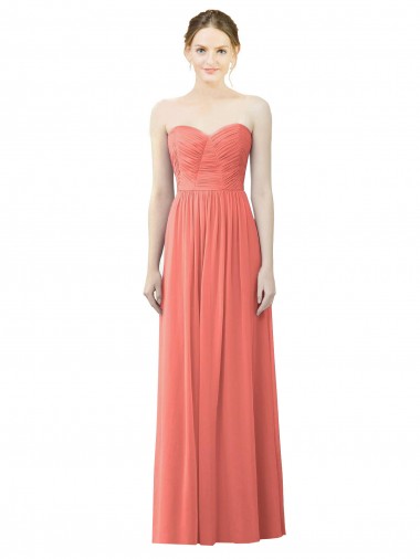 Online Draped Sweetheart Strapless Chiffon Bridesmaid Dress