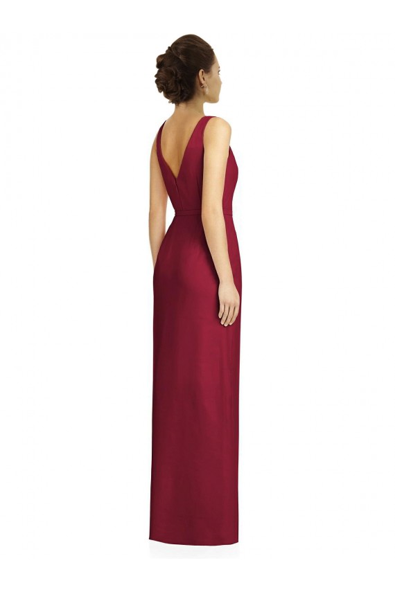 Online Draped V-Neck Cocktail Length Chiffon Bridesmaid Dress