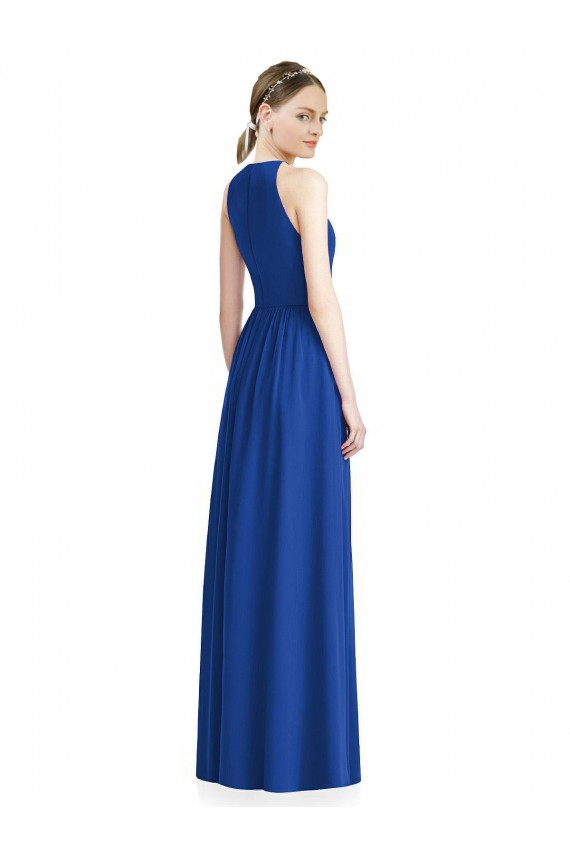Online Draped Keyhole Long Chiffon Bridesmaid Dress