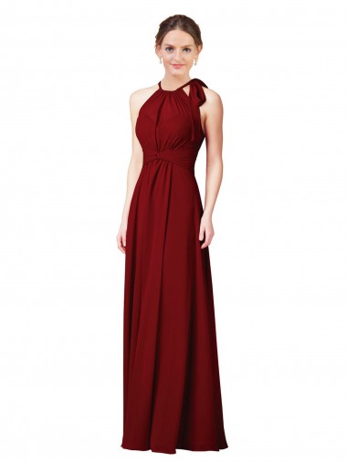 Online Luxe Chiffon Bridesmaid Dress with Open Slit In the Back