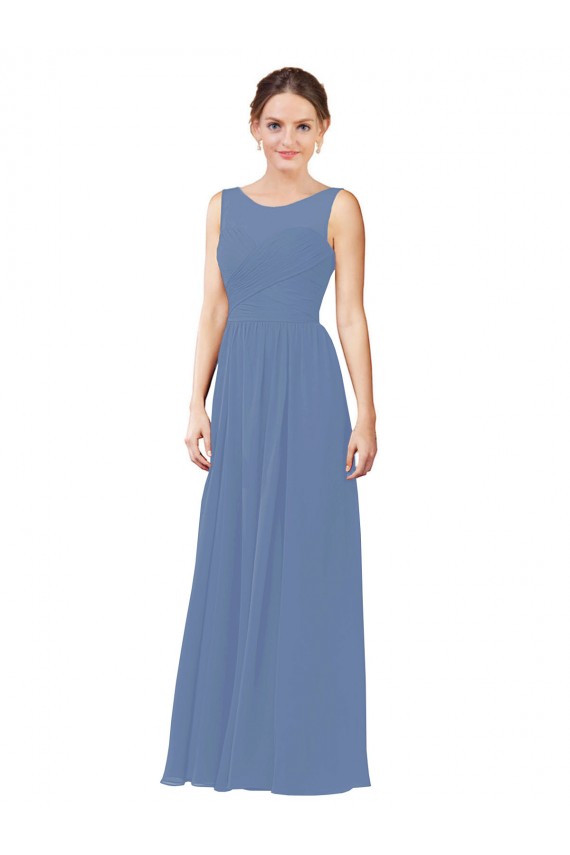 Online Luxe Chiffon Bridesmaid Dress with Illusion and Sweetheart Neckline