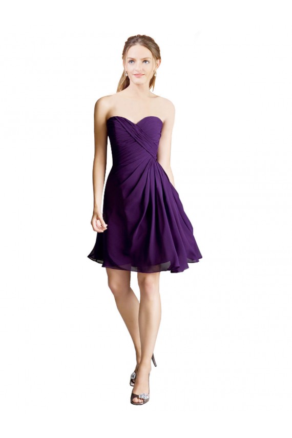 Online Draped Chiffon Long Sweetheart Bridesmaid Dress