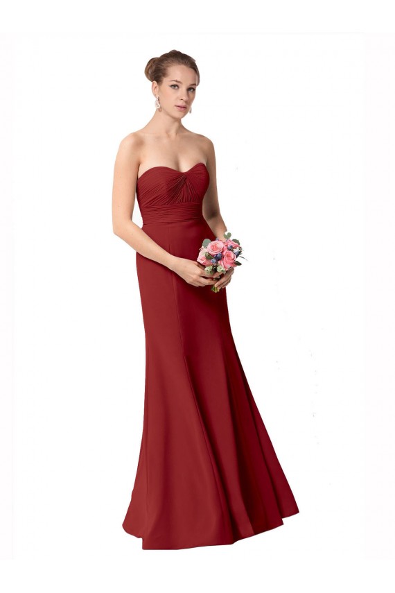 Online Full Length Sweetheart Chiffon Bridesmaid Dress with Ruched Bodice