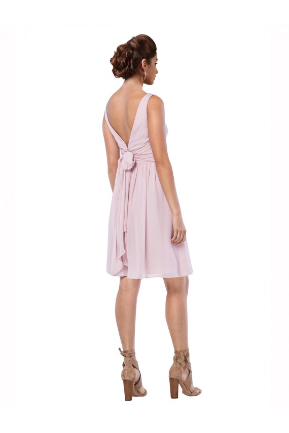 Online Short Knee Length Criss Cross Draped Chiffon Bridesmaid Dress