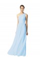 Online One Shoulder Long Chiffon Bridesmaid Dress with Shirred Bodice and Front Keyhole