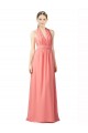 Online Shirred Bodice Full Length Long Chiffon Bridesmaid Dress