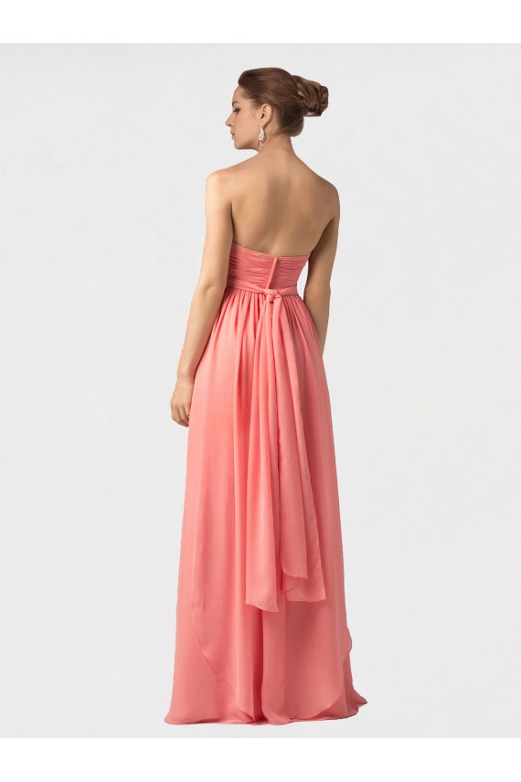 Online Shirred Bodice Full Length Long Chiffon Bridesmaid Dress