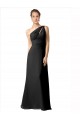 Online One Shoulder Full Length Chiffon Bridesmaid Dress with Shirred Bodice