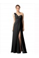 Online Sheer One Shoulder Chiffon A-Line Bridesmaid Dress with Slit