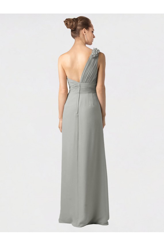 Online Sheer One Shoulder Chiffon A-Line Bridesmaid Dress with Slit