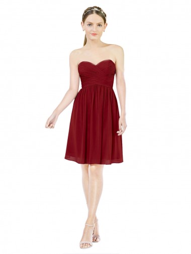 Online Short Sweetheart Knee Length Chiffon Bridesmaid Dress with Open Back