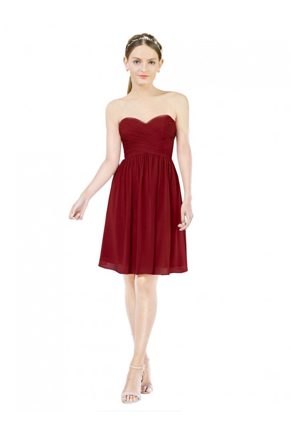 Online Short Sweetheart Knee Length Chiffon Bridesmaid Dress with Open Back