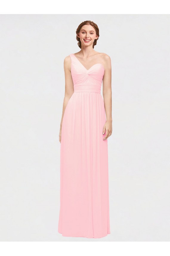 Online One Shoulder Twisted Waist Sweetheart Chiffon Bridesmaid Dress