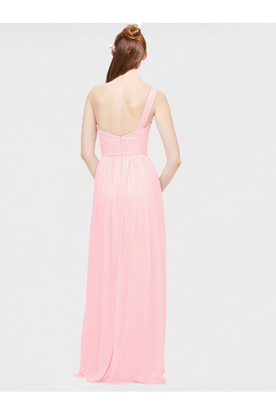 Online One Shoulder Twisted Waist Sweetheart Chiffon Bridesmaid Dress