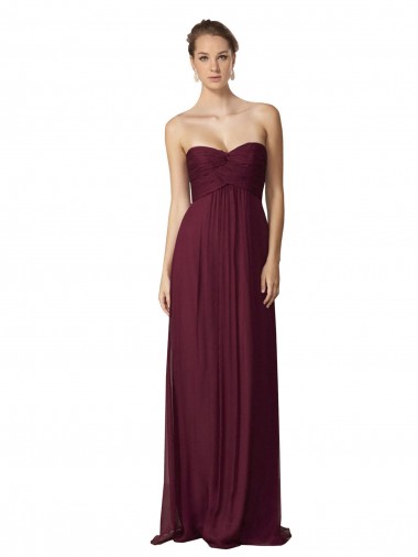 Online Floor Length Chiffon Bridesmaid Dress with Sweetheart Neckline