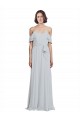 Online Off the Shoulder Spaghetti Strap Long Chiffon Bridesmaids Dress