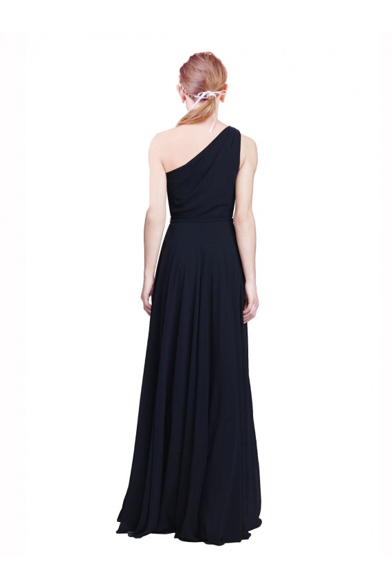 Online Long Chiffon Bridesmaid Dress with One Shoulder Neckline And Belt