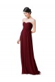 Online Hand-Ruched Sweetheart Long Chiffon Bridesmaid Dress