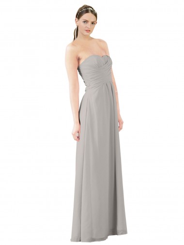 Online Twisted Strapless Sweetheart Neckline Long Chiffon Bridesmaid Dress
