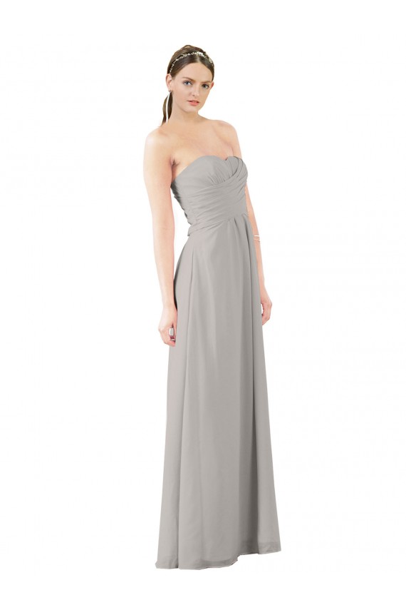 Online Twisted Strapless Sweetheart Neckline Long Chiffon Bridesmaid Dress