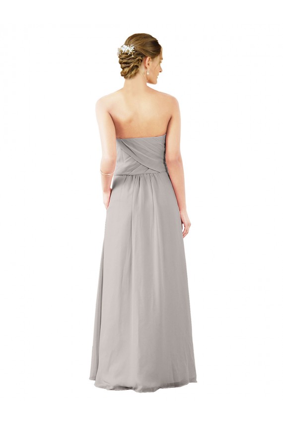 Online Twisted Strapless Sweetheart Neckline Long Chiffon Bridesmaid Dress