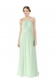 Online Front halter Neckline and Deep Back Long Chiffon Bridesmaid Dress