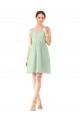 Online v-Neckline Short Knee Length Chiffon Bridesmaid Dress