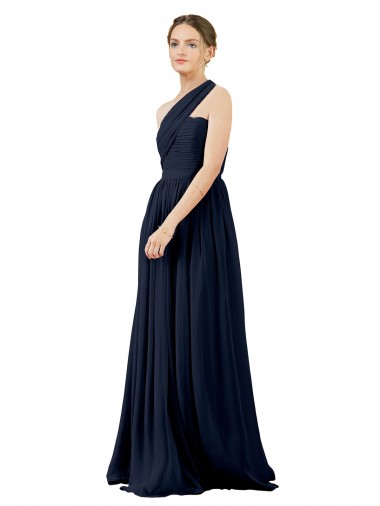 Online Draped One Shoulder Strapless Chiffon Bridesmaid Dress