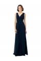 Online Chiffon Sleeveless Bridesmaid Dress with V Front and Back