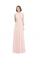 Online Sleeveless Chiffon High Neck Bridesmaid Dress with Diagonal Pleats